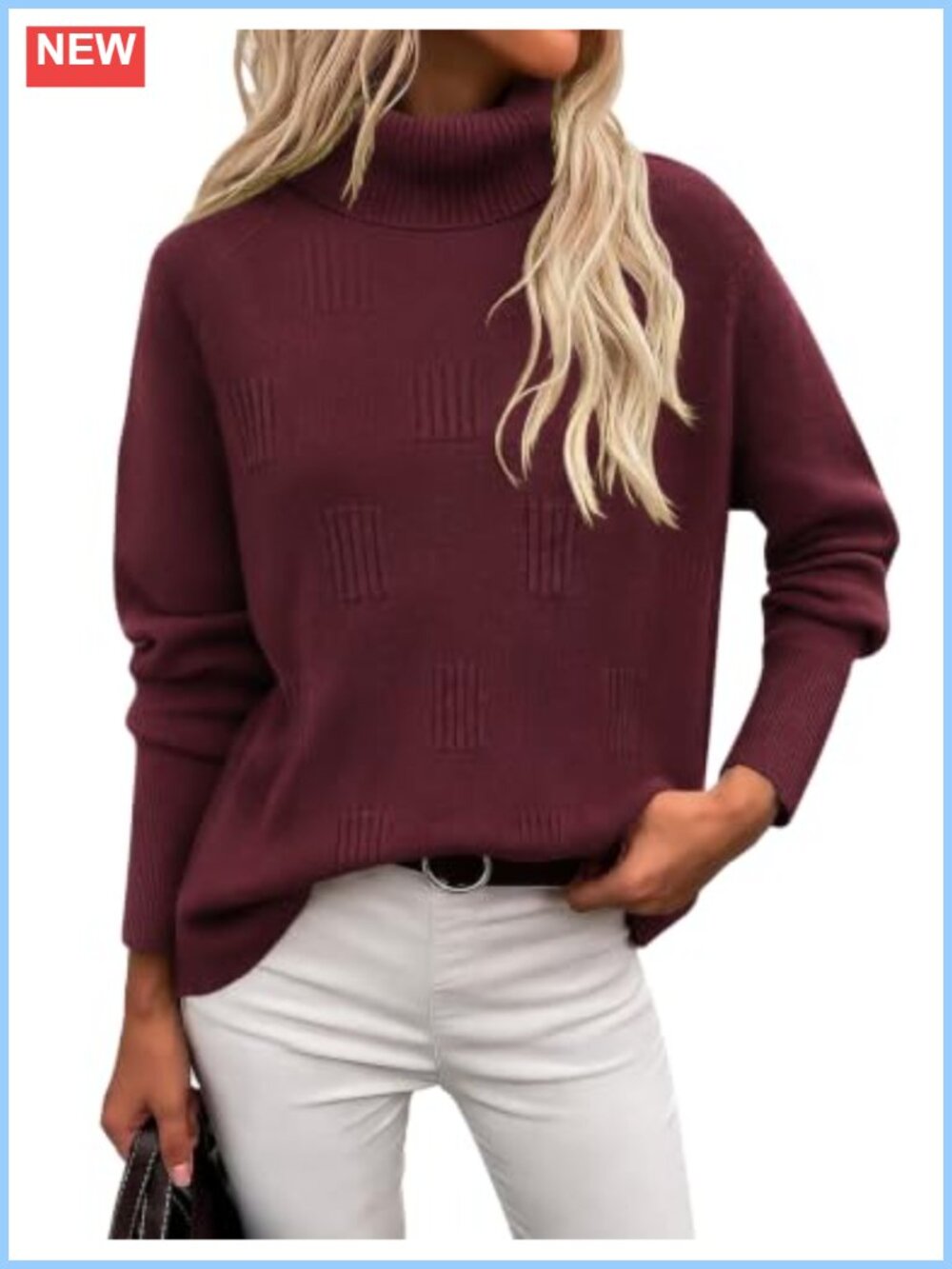 Ekouaer Womens Turtleneck Sweater Long Sleeve Knitted Pullover Top Fall Winter